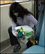 Wendolyn with one of the captured peacocks