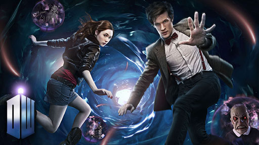 Matt Smith and Caren Gillan as The Doctor and Amy Pond