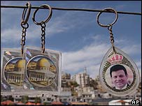 Chaveiro com foto do rei Abdullah, da Jordânia