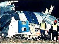 Destroços do avião em Lockerbie