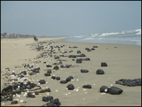 Dầu loang trên bãi biển Hội An, photo by BBC listener Ho Tan Vu