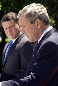 Bush e o rei Abdullah, da Jordânia