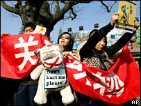 بیجنگ میں ایک سے زائد پالتو کتے رکھنے کی پابندی کے خلاف مظاہرہ۔