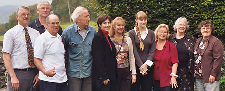 Members of my group in September that are actually descended from our John Clough with Richard Williams-Ellis, who is a descendant of Sir Richard Clough. Richard is the older gentlemen with white hair and the jean jacket. I am next to him in the black blazer and red polar neck