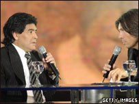 Diego Maradona e o apresentador de TV Marcelo Tinelli 