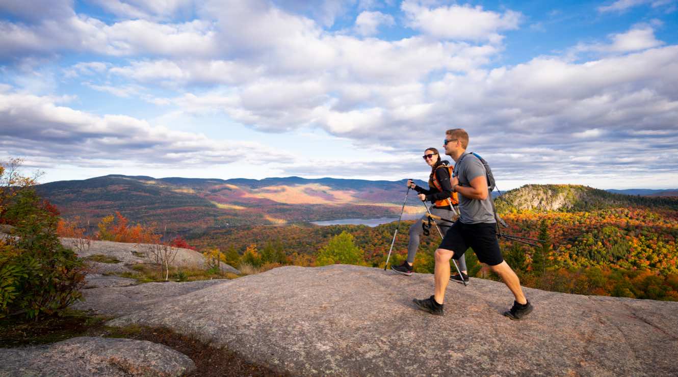 Two people hiking on the mountain