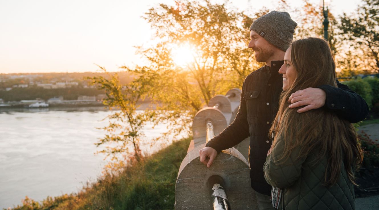 A couple looking out over the water