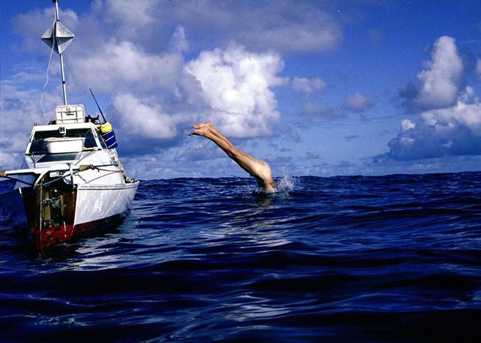 Smith dives into the Atlantic for a much needed cool off, 1994.