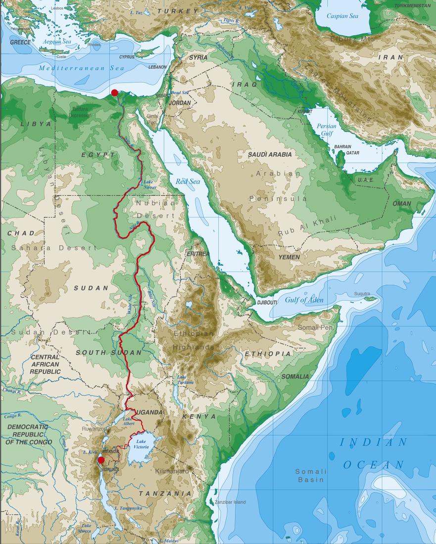 Wood's route along the Nile.
